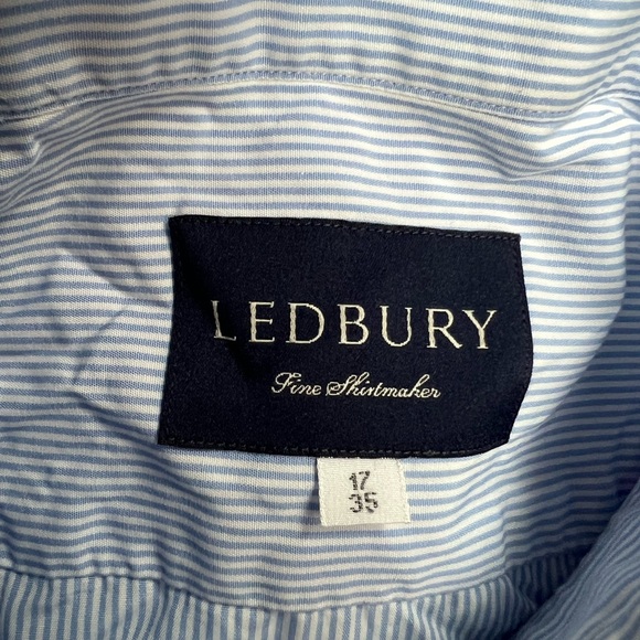 Ledbury Blue & White Stripe Dress Shirt 17-35 - Picture 3 of 3